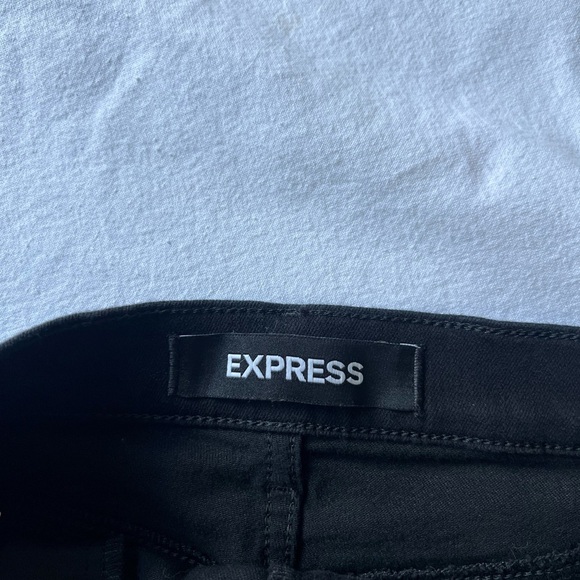 Express Straight Black Denim Mini Skirt - Picture 3 of 4